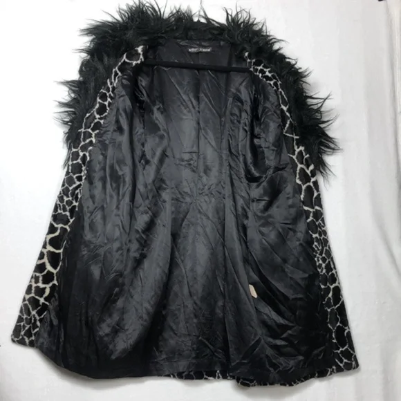 Rare Vintage Betsey Johnson Mongolian Faux Fur Animal Print 90s Y2k Trench Coat - Picture 12 of 16